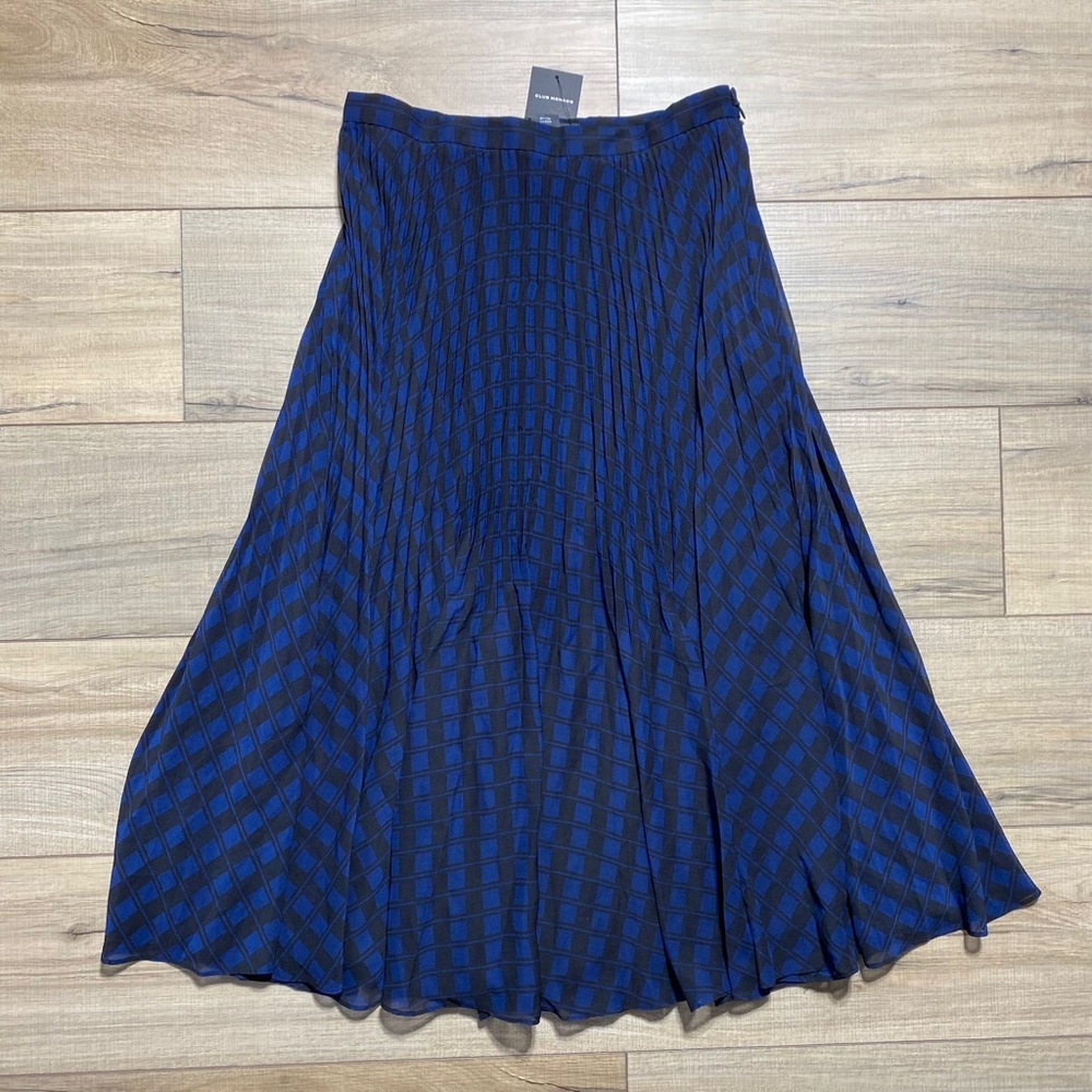 Club Monaco Women's Yowshee Lined Pleated Skirt Size 4‎ Black And Blue